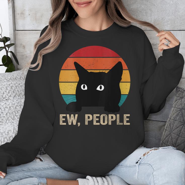 Ew People Introvert Cat Lover Cat Lady Vintage Unisex Sweatshirt Ew People Introvert Cat Lover Cat Lady Vintage Unisex Sweatshirt