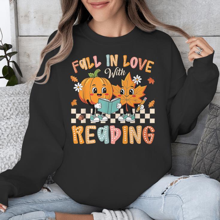 Fall In Love With Reading Thanksgiving Pumpkin Book Lover Unisex Sweatshirt