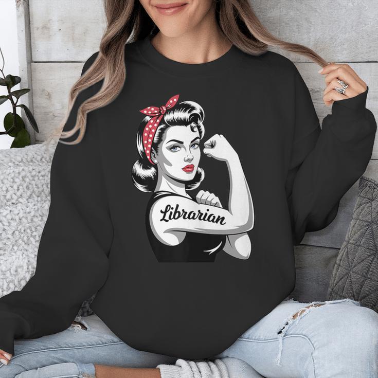 Female Librarian Rosie Riveter Book Guardian Woman Unisex Sweatshirt