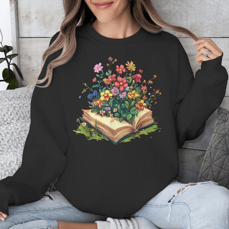 Floral Book Bloom Wildflowers Literature Nature Fantasy Unisex Sweatshirt
