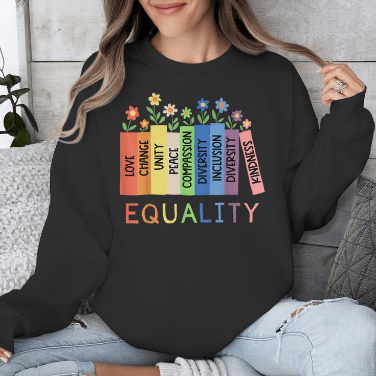 Floral Book Equality Human Rights Social Justice Peace Love Unisex Sweatshirt