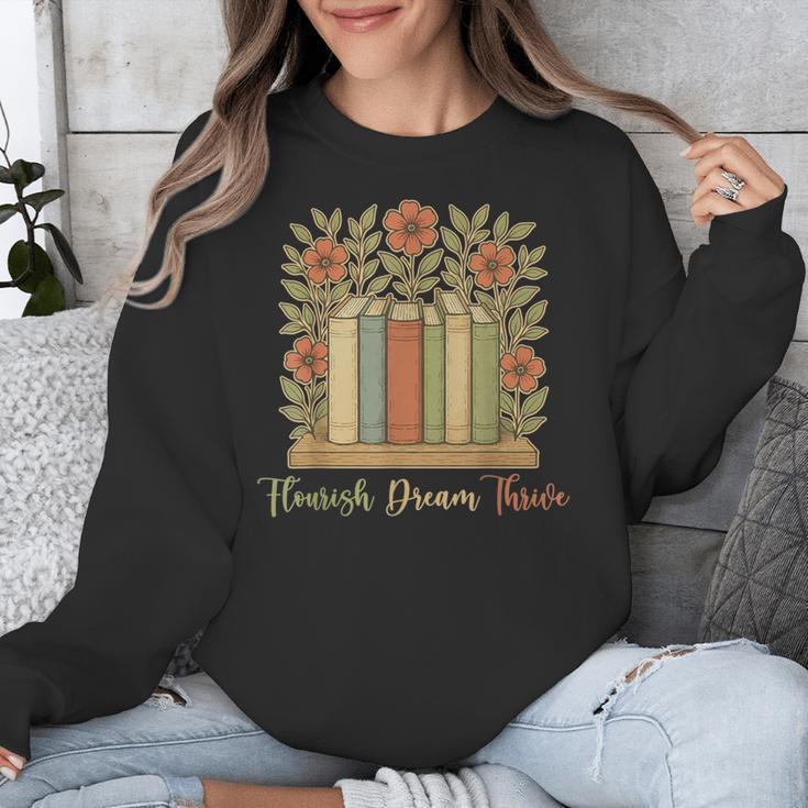 Flourish Dream Thrive Resist 84 67 Book Reading Nature Lover Unisex Sweatshirt