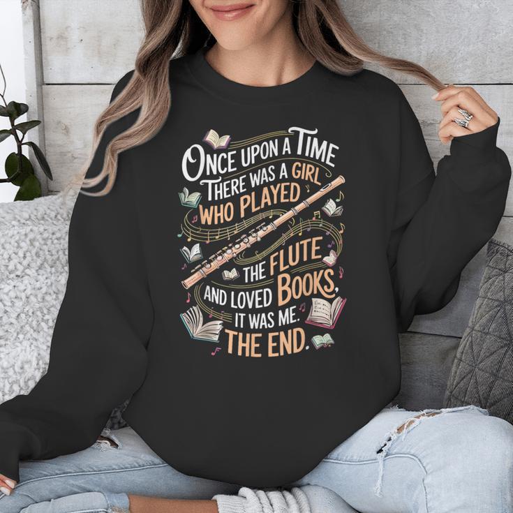 Flute And Books Marching Band Musician Flutist Flute Player Unisex Sweatshirt