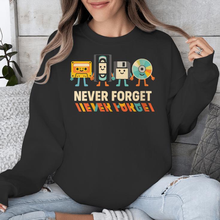 Never Forget Retro Cassette VHS Floppy CD Nostalgia Humor Unisex Sweatshirt Never Forget Retro Cassette VHS Floppy CD Nostalgia Humor Unisex Sweatshirt