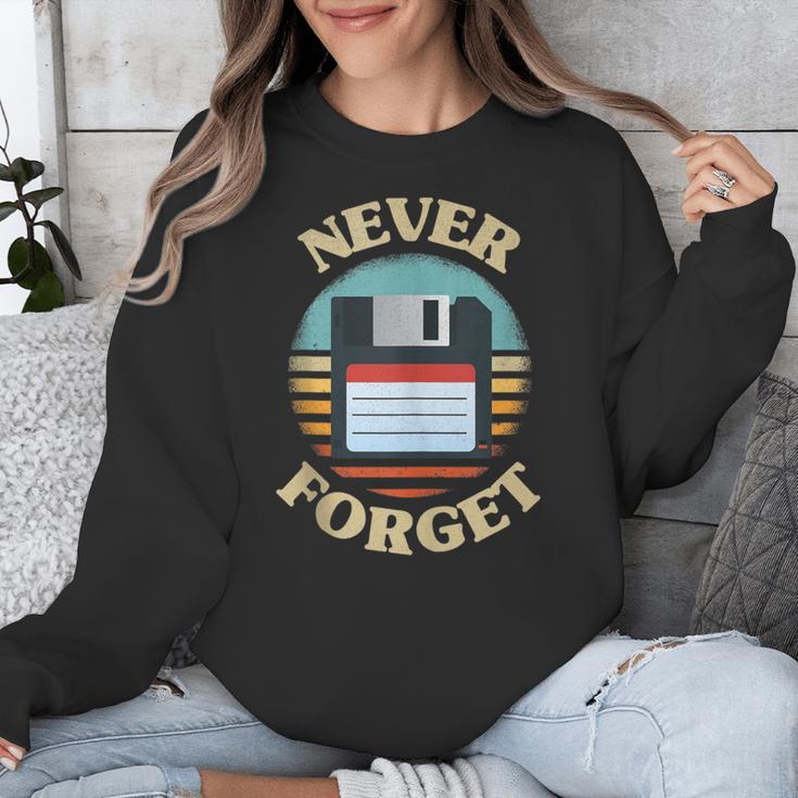 Never Forget Retro Diskette Nostalgia Vintage Unisex Sweatshirt