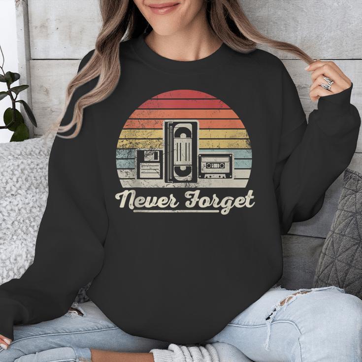 Never Forget Retro Nostalgia Vintage Cassette Unisex Sweatshirt