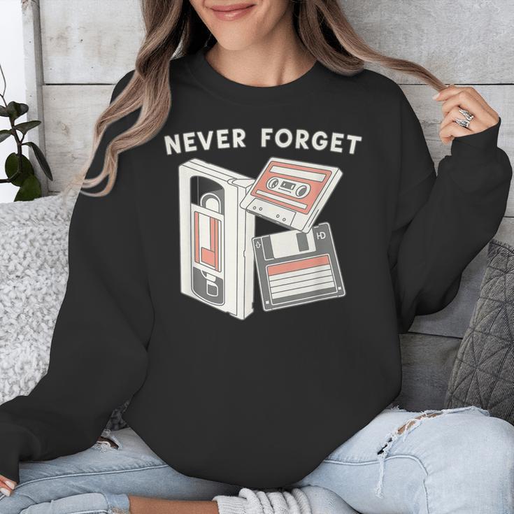 Never Forget VHS Tape Cassette Floppy Disk Nostalgia 80s 90s Unisex Sweatshirt Never Forget VHS Tape Cassette Floppy Disk Nostalgia 80s 90s Unisex Sweatshirt
