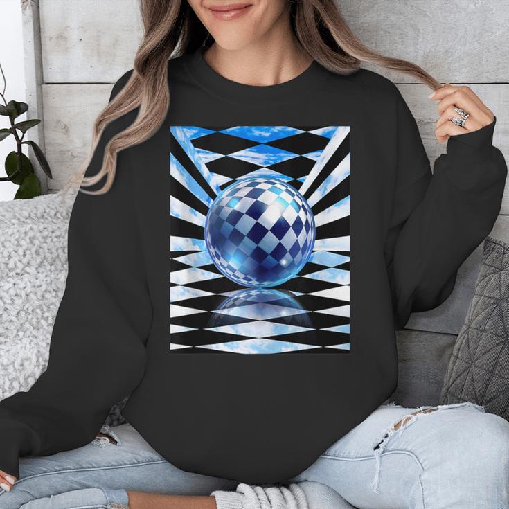 Frutiger Aero Aesthetic Tech Checkered Room Orb Sky Unisex Sweatshirt