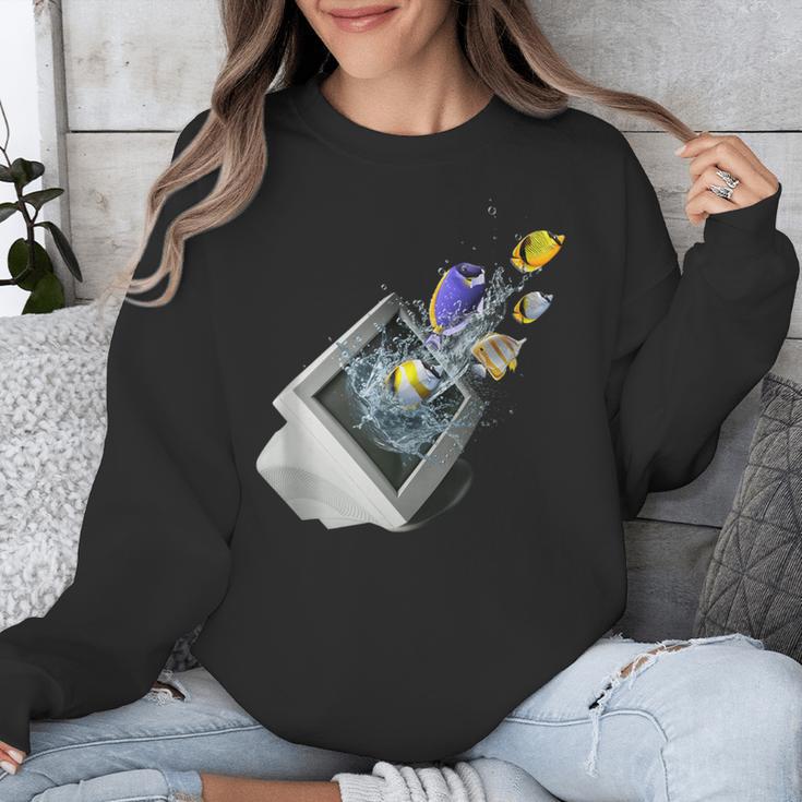 Frutiger Aero Aesthetic Tech Computer Aquarium Fishes Unisex Sweatshirt Frutiger Aero Aesthetic Tech Computer Aquarium Fishes Unisex Sweatshirt