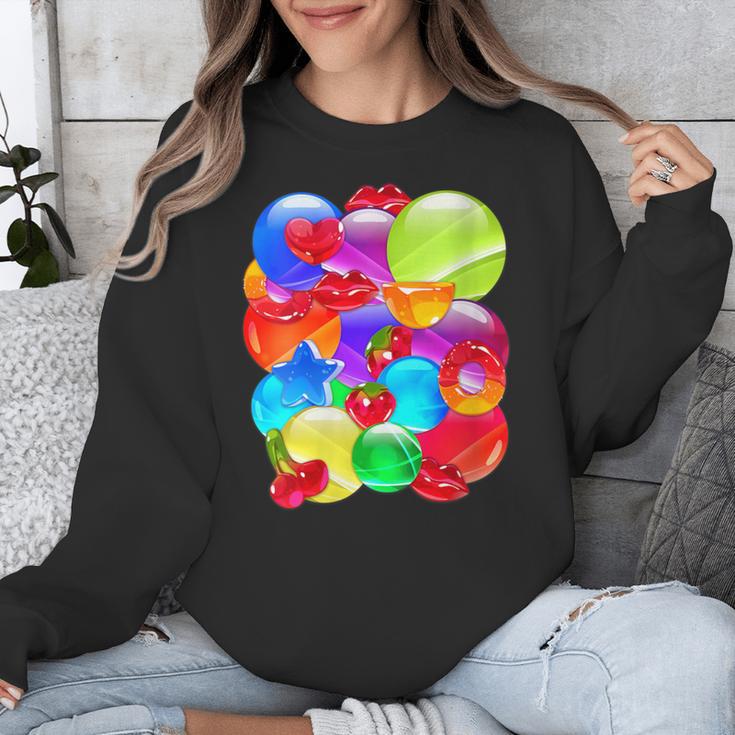 Frutiger Aero Aesthetic Tech Orb Pattern Heart Cherry Lips Unisex Sweatshirt