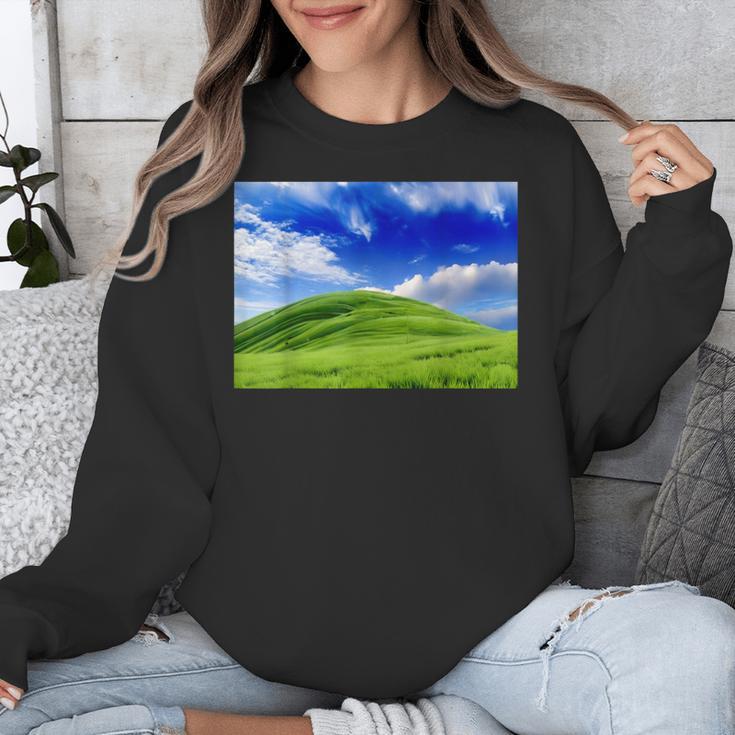 Frutiger Aero Meadow Aesthetic Y2k 2000s Ironic Nostalgic Unisex Sweatshirt