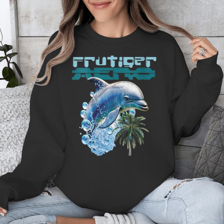 Frutiger Aero Splashy Dolphin Y2k Aesthetic Graphic Unisex Sweatshirt Frutiger Aero Splashy Dolphin Y2k Aesthetic Graphic Unisex Sweatshirt