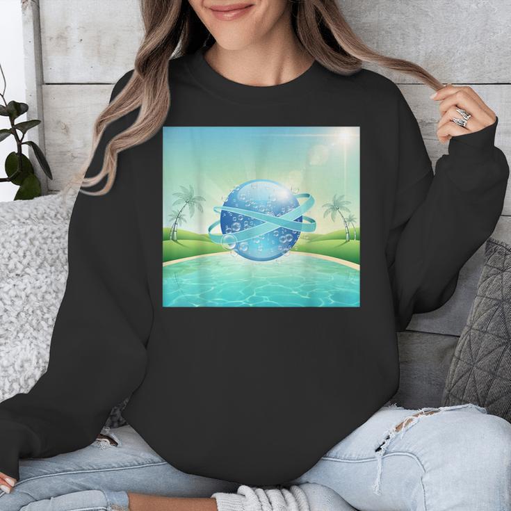 Frutiger Aero Y2k Aesthetic Palm Trees Cyber Beach World Unisex Sweatshirt