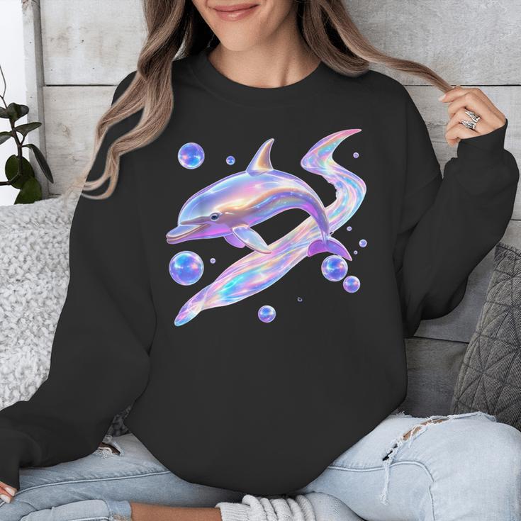Frutiger Aero Y2K Chrome Dolphin Unisex Sweatshirt Frutiger Aero Y2K Chrome Dolphin Unisex Sweatshirt