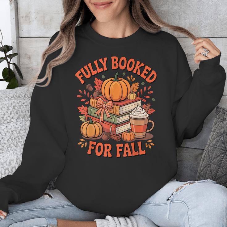 Fully Booked For Fall Books Pumpkin Autumn Thanksgiving Unisex Sweatshirt
