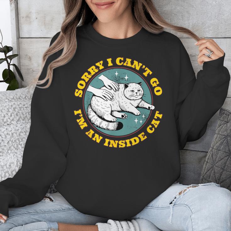 Funny Introvert Cat I Can't Go I'm An Inside Cat Homebody Unisex Sweatshirt