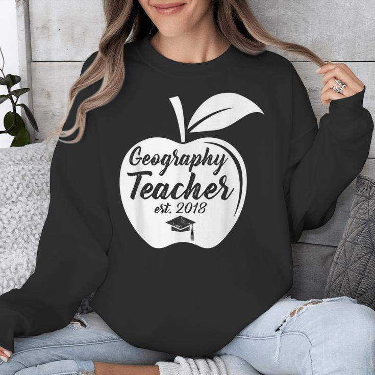 Geography Teacher Est 2018 School GraduationShirt Unisex Sweatshirt