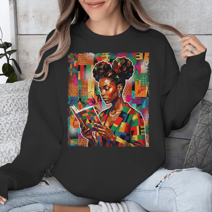 Geometric History Educated Women Reading Book Melanin Unisex Sweatshirt