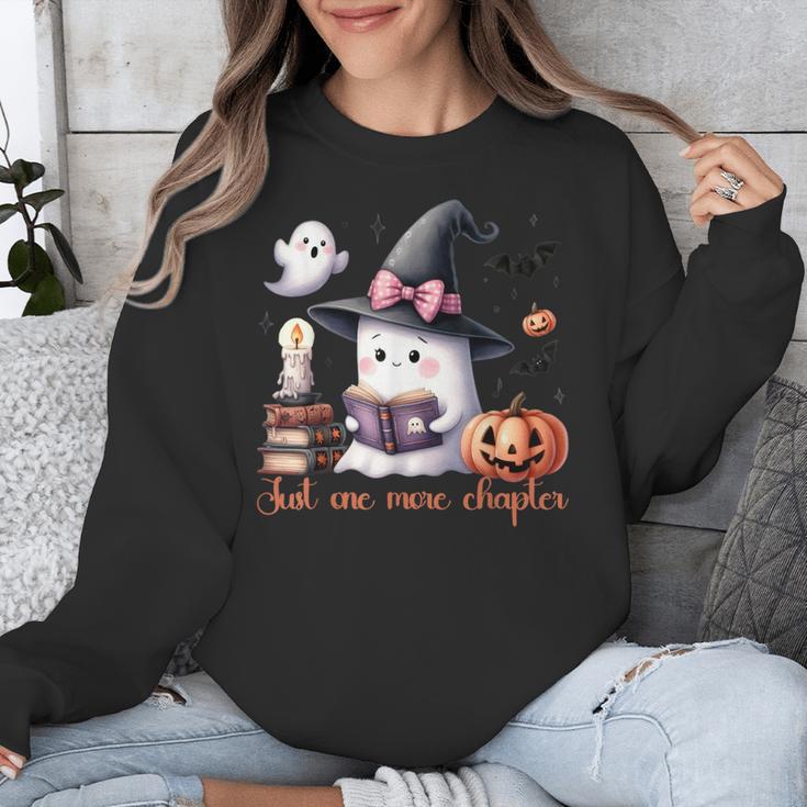Ghost Reading Book Coquette Bow Halloween Girl Toddler Kid Unisex Sweatshirt