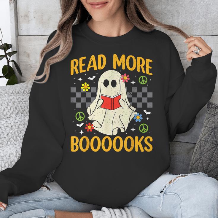 Ghost Reading Books Teacher Student Halloween Read More Book Unisex Sweatshirt