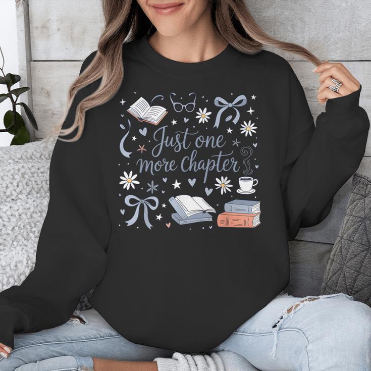 Girl Coquette Bow Just One More Chapter Book Bookish Reading Unisex Sweatshirt