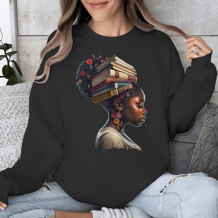 Girl Crown Of Books African Teacher Black History BHM Unisex Sweatshirt