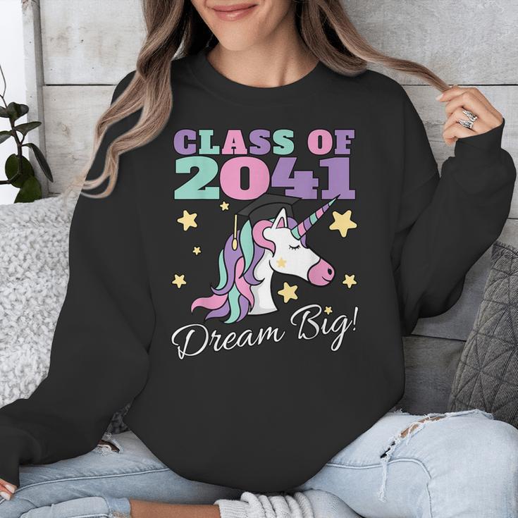 Girls Class Of 2041 Magical Unicorn Graduation Cap Unisex Sweatshirt
