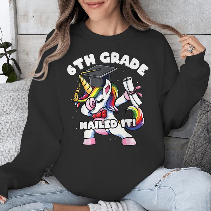 Girls Dabbing Unicorn 6th Sixth Grade Nailed It Graduation Unisex Sweatshirt