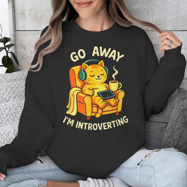 Go Away I'm Introverting Cat Coffee Headphones Unisex Sweatshirt Go Away I'm Introverting Cat Coffee Headphones Unisex Sweatshirt