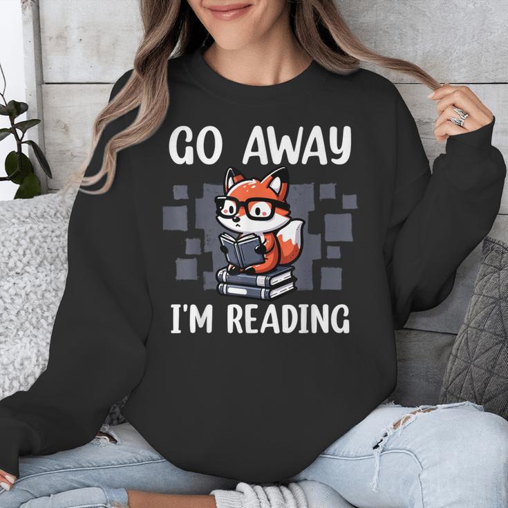Go Away I'm Reading Book Reader Cute Fox Librarians Unisex Sweatshirt