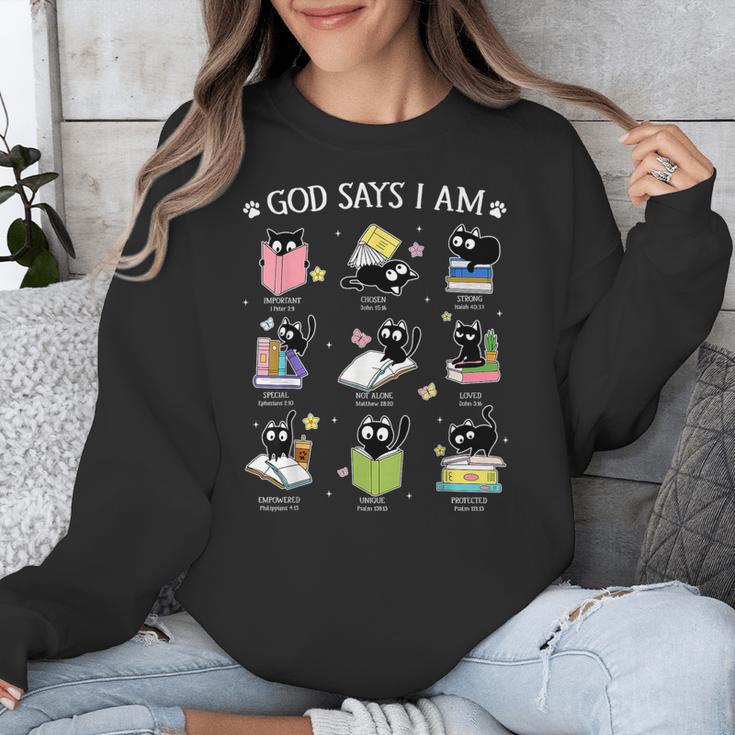 God Says I Am Cat Book Lover Christian Cute Jesus Girls Kids Unisex Sweatshirt God Says I Am Cat Book Lover Christian Cute Jesus Girls Kids Unisex Sweatshirt