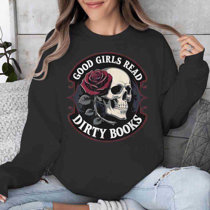 Good Girls Read Dirty Books Smut Reader Dark Romance Skull Unisex Sweatshirt Good Girls Read Dirty Books Smut Reader Dark Romance Skull Unisex Sweatshirt