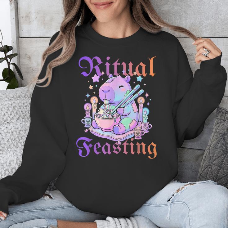 Goth Capybara Ramen Ritual Feasting Soft Introvert Art Unisex Sweatshirt Goth Capybara Ramen Ritual Feasting Soft Introvert Art Unisex Sweatshirt