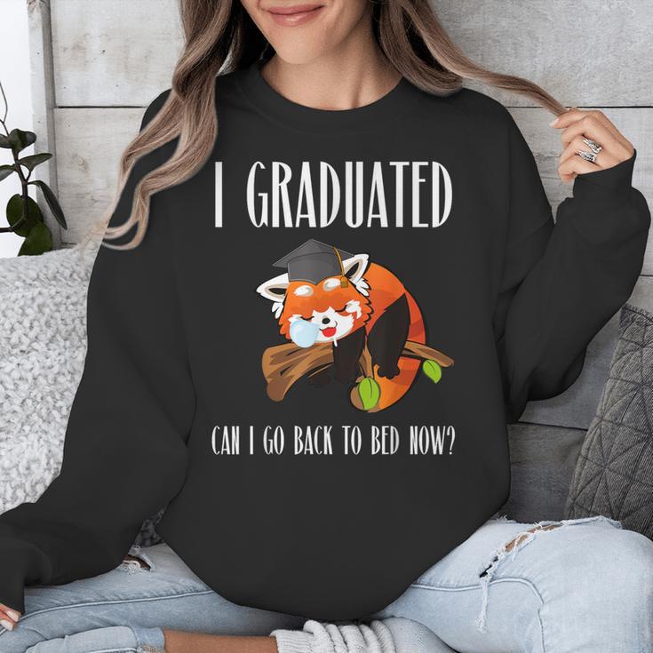 I Graduated Can I Go Back To Bed Sleepy Red Panda Graduation Unisex Sweatshirt