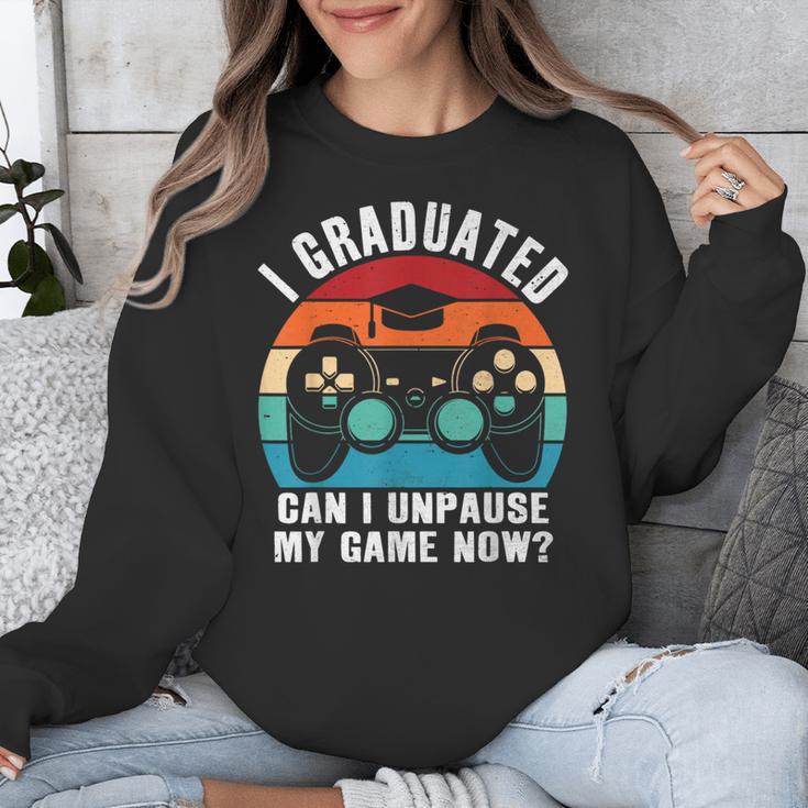 I Graduated Can I Unpause My Game Now Retro Graduation Unisex Sweatshirt