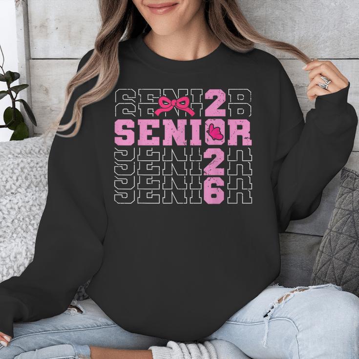 Graduation Class Of 2026 Senior 2026 Pink Bow Coquette Unisex Sweatshirt