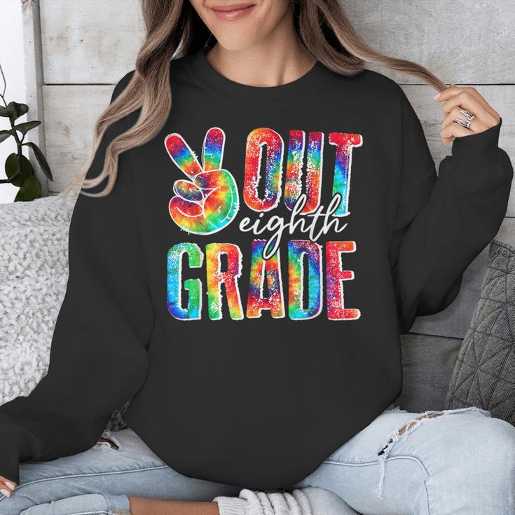Graduation Peace Sign Out Eighth Grade Tie Dye Hippie Unisex Sweatshirt