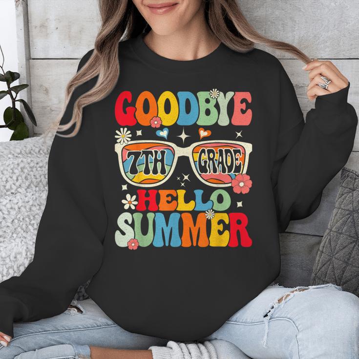 Groovy Goodbye 7th Grade Graduation Hello Summer Kids Unisex Sweatshirt