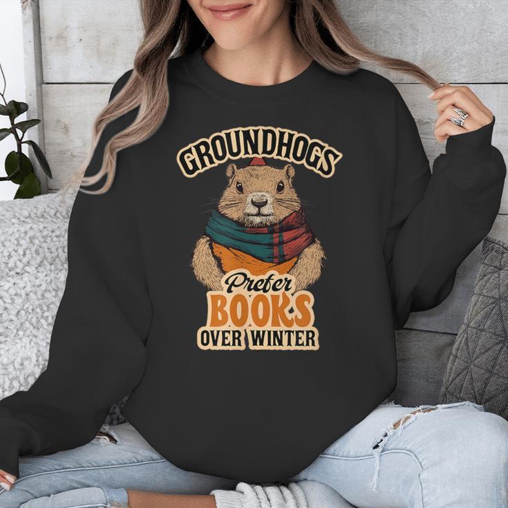 Groundhogs Prefer Books Over Winter February Unisex Sweatshirt