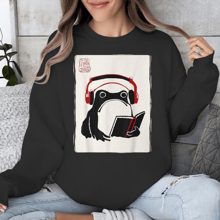 Grumpy Frog Books Music Kawaii Ink Japanese Unisex Sweatshirt