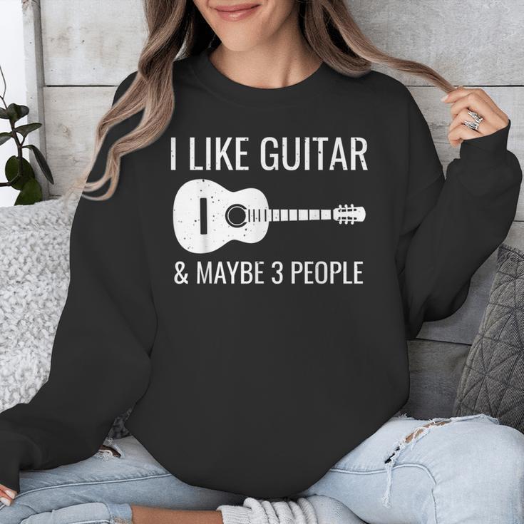 I Like Guitar & Maybe 3 People Music Introvert Guitar Unisex Sweatshirt