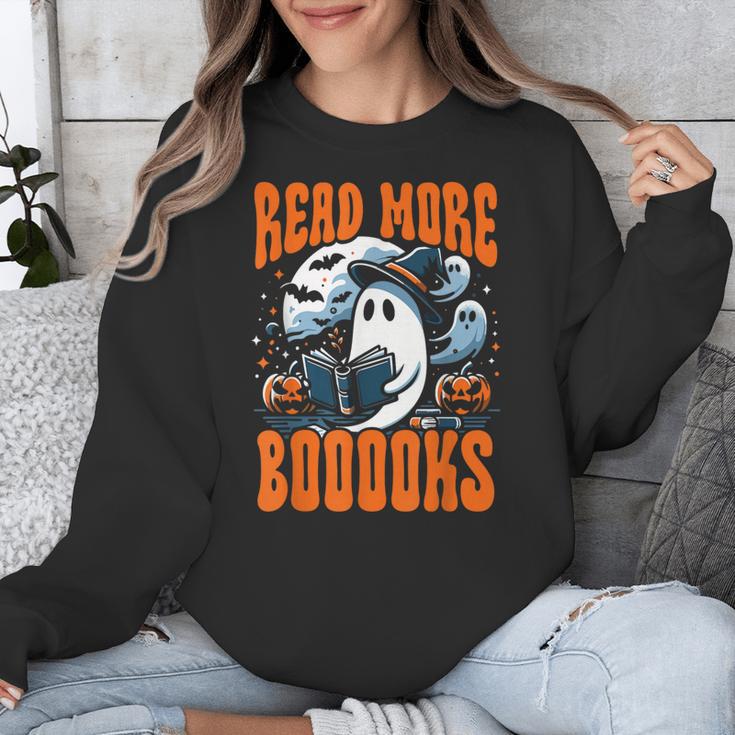 Halloween Book Lover Ghost Boo Pun Read More Boooks Unisex Sweatshirt