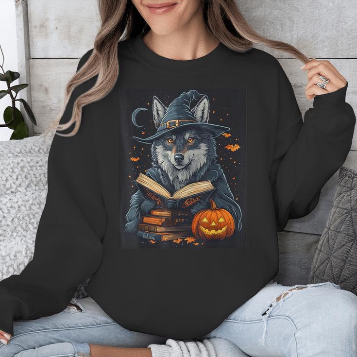 Halloween Girls Boys Cute Wolf Book Pumpkin Kids Halloween Unisex Sweatshirt