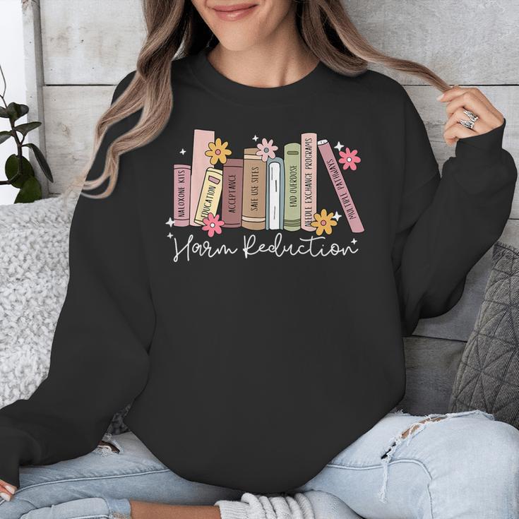 Harm Reduction Floral Book Overdose Awareness Nurse Unisex Sweatshirt