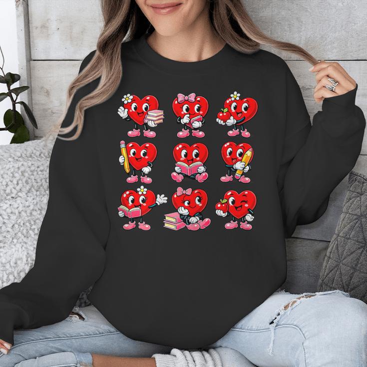 Heart Reading Books Valentine’s Day Girl And Boy Book Lovers Unisex Sweatshirt