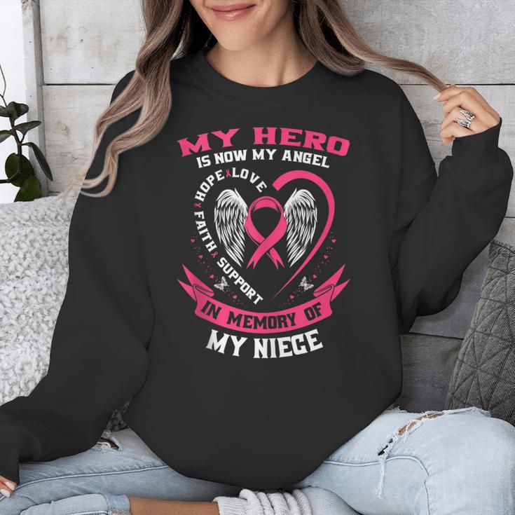 My Hero Is Now My Angel In Memory Of My Niece Breast Cancer Unisex Sweatshirt