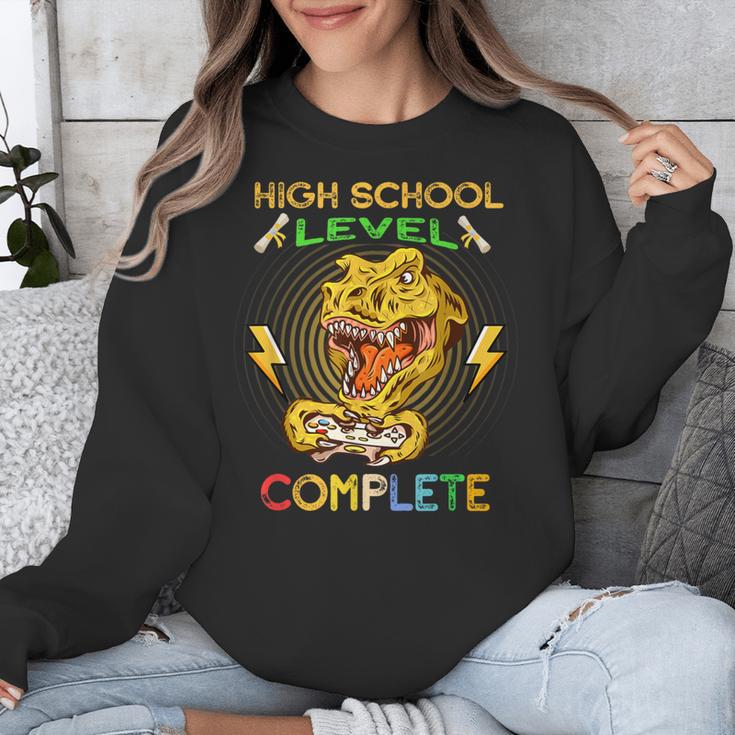 High School Level Complete Gamer Graduation Dinosaur 2021 Unisex Sweatshirt