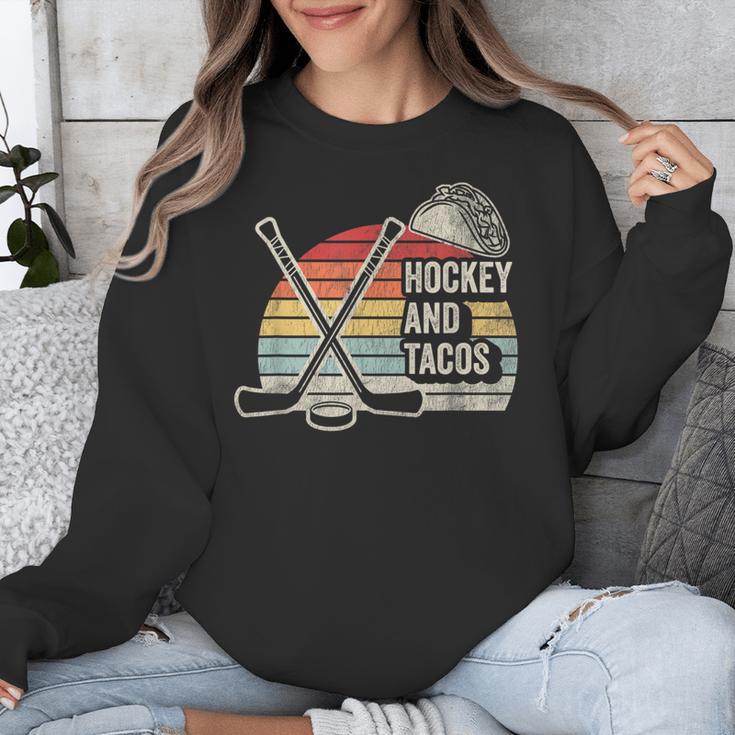 Hockey And Tacos Retro Nostalgia Lovers Unisex Sweatshirt