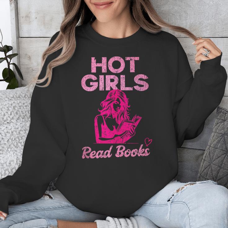 Hot Girls Read Books Cute Book Reader Women Unisex Sweatshirt