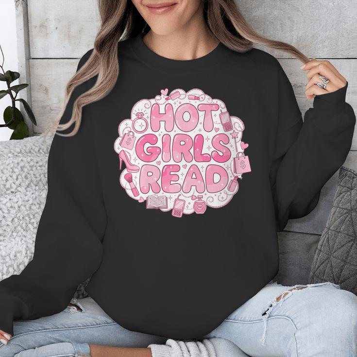 Hot Girls Read Pink Aesthetic Book Lover Reading Unisex Sweatshirt Hot Girls Read Pink Aesthetic Book Lover Reading Unisex Sweatshirt